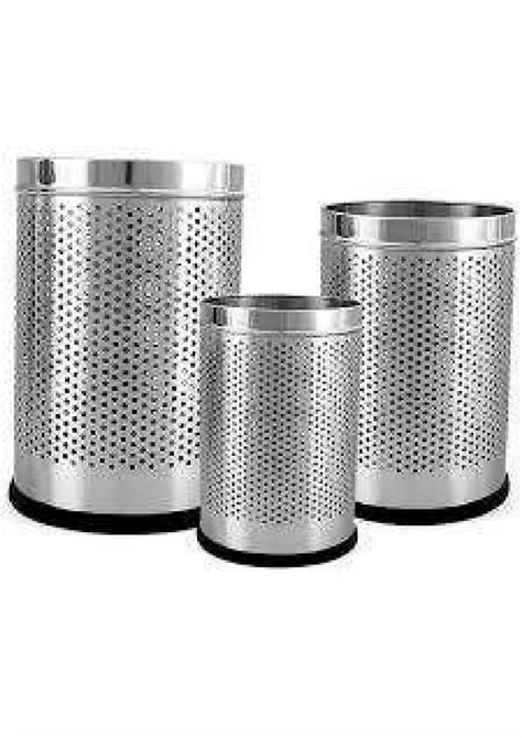 Stainless Steel Perforated Open Dustbins L L L For Office