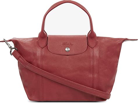 Longchamp Le Pliage Cuir Small Leather Handbag In Red Lyst