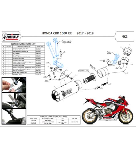 Mivv Honda Cbr 1000 RR 17 2019 Terminale Di Scarico Moto Marmitta Mk3