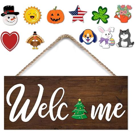 The Holiday Aisle® Interchangeable Welcome Sign Front Door Decorrustic