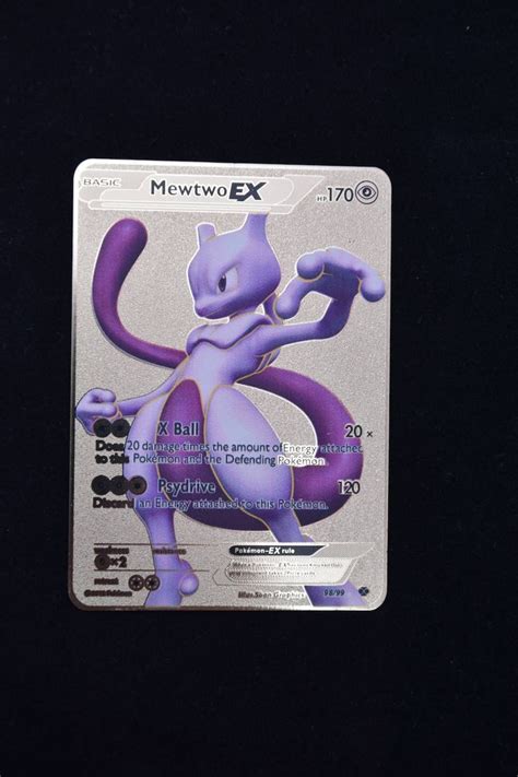 Mewtwo Ex Gold Metal Pokemon Card Etsy Uk