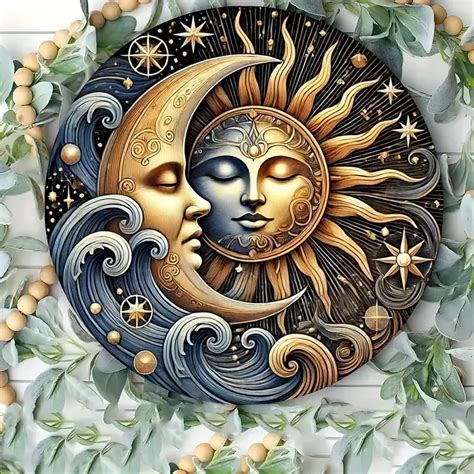 Sun And Moon Wall Decor Detailed Sun Moon Art Sun Moon And Stars