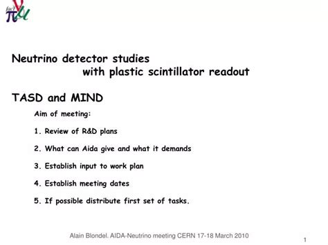 Ppt Neutrino Detector Studies With Plastic Scintillator Readout Tasd