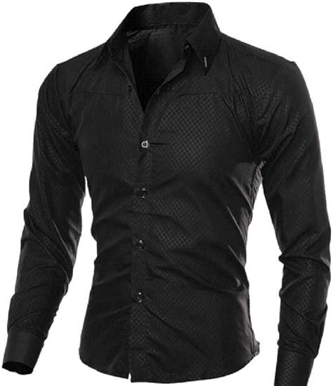 Camisas Formales De Manga Larga Para Hombre De Primavera Y Verano Negro Negro M Amazones