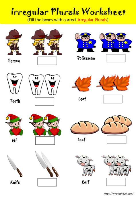 Chart Worksheet On Irregular Plurals Your Home Teacher