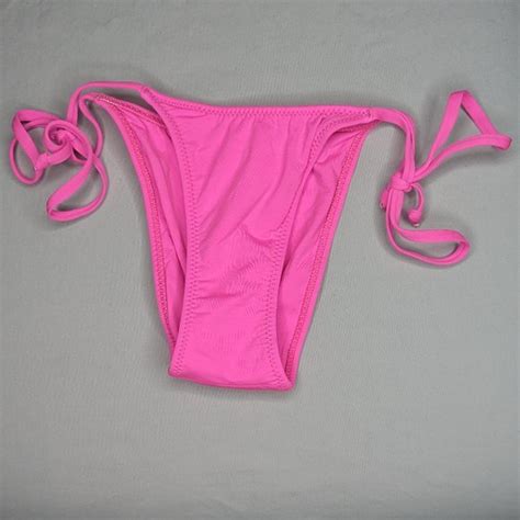PINK Victoria S Secret Swim Hot Pink Magenta High Waisted Side Tie Swim Bikini Bottoms Xs
