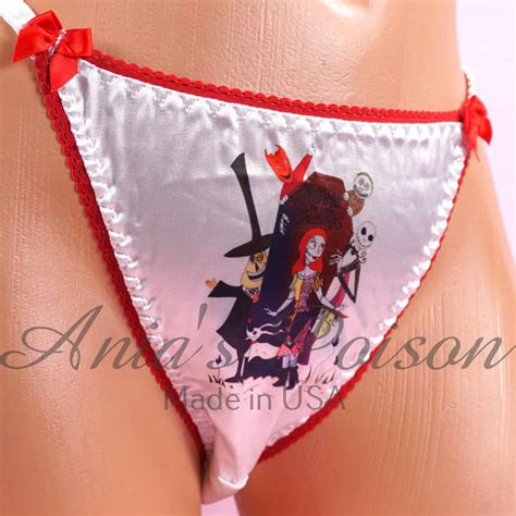 Anias Sissy White Satin String Bikini Duchess Cut Jack Friends Coffin Print Shiny Wetlook
