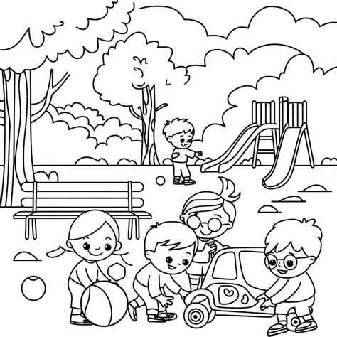 Desenho De Crianças Brincando No Parque Para Colorir - Criancas Brincando No Parque Para Colorir Página De Colorir Bluey