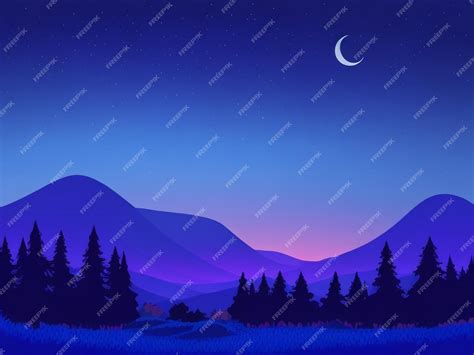 Premium Photo Mystical Twilight Blue And Purple Landscape With