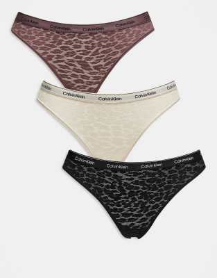 Calvin Klein Modern Lace Confezione Da 3 Slip Bikini In Pizzo Di