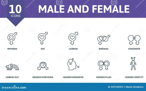 Male And Female Icon Set Contains Editable Icons Lgbt Theme Such As Biphobia Lesbian