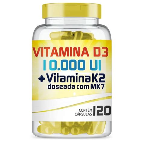 Vitamina D3 10 000ui Vitamina K2 150mcg 120 Cápsulas em Promoção