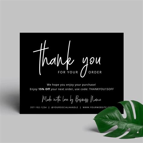 Thank You for Purchase Card - Printable Customer Thank You Card - Corjl