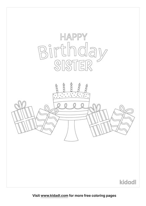 Free Coloring Pages Happy Birthday Sister