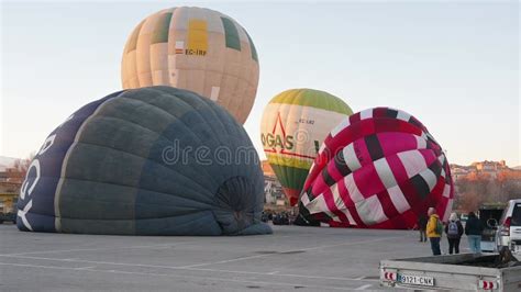 Inflated Hot Air Balloons For Rides Stock Footage Video Of Four Trip
