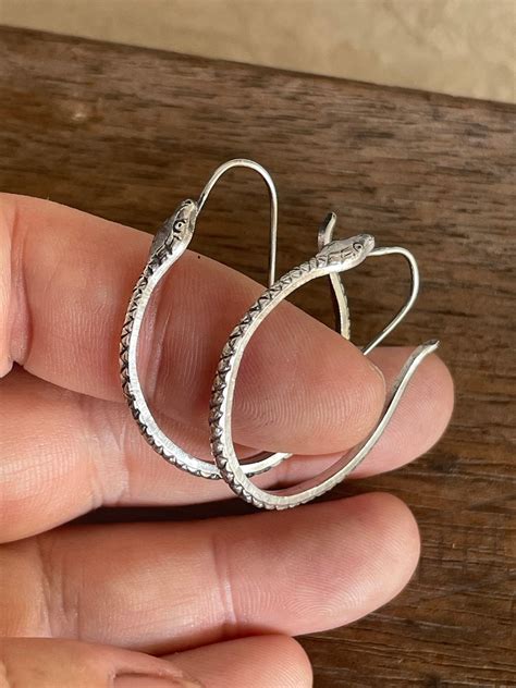 Handmade Ouroboros Snake Hoop Loop Earrings Brass Or Silver Etsy