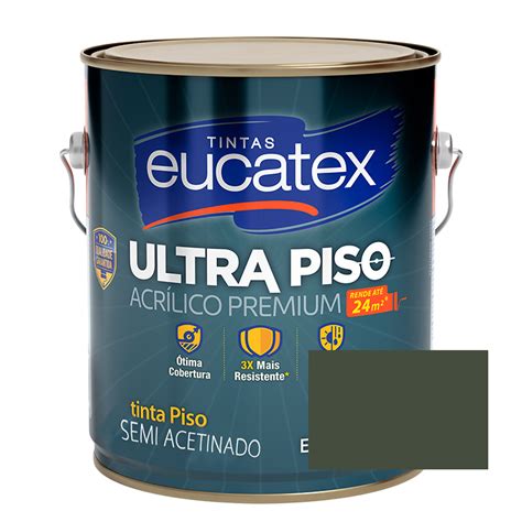 Tinta Super Piso Acrílico Premium Cinza Escuro 3 6 Litros Eucatex Os