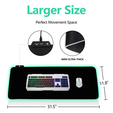 Led Mouse Pad Large gaming mouse pad RGB LED Lighting 7 Colorful ...