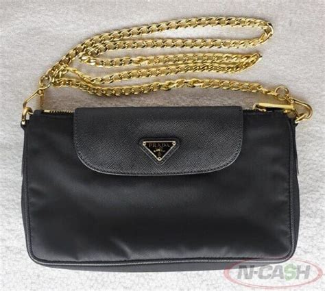 Prada Bh Bandoliera Tessuto Saffiano Nero Sling Bag N Cash