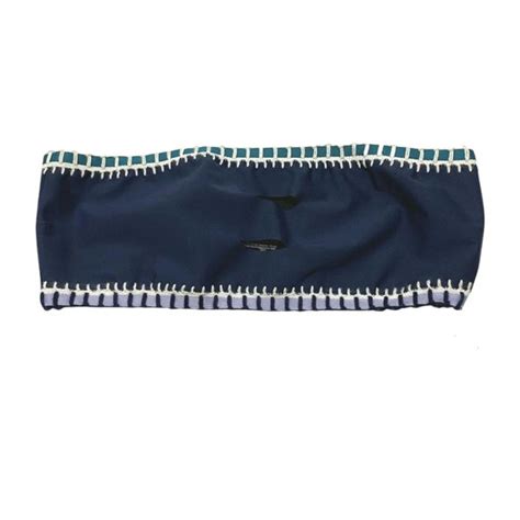 Pilyq Swim Nwt Platinum By Pilyq Crochet Trim Cutout Bandeau Bikini Top In Navy Sz D Xl