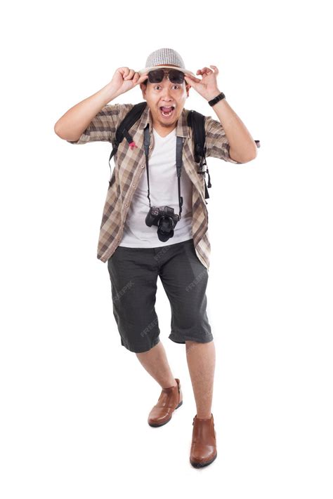 Premium Photo | Asian male backpacker tourist full body portrait