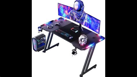 Amazon Hldirect Inch Gaming Desk With Led Lights Carbon Fibre