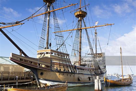 Mayflower Ii Replica Plymouth Massachusetts Usa Clear Blue Sky Clouds ...