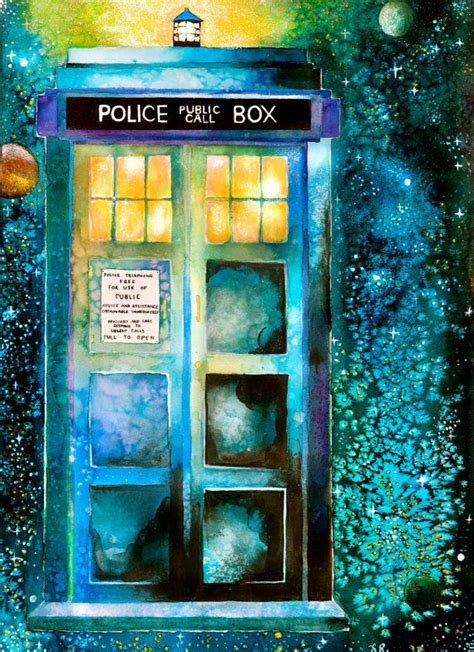 Watercolor Tardis Custom Made Fleece Blanket Tardis Doctor Who Art