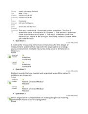 HSA 315 Week 3 Quiz 1 Course Test Started Submitte D Status Attempt