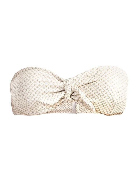 Shoshanna Women S Cinched Bandeau Bikini Top Ivory Gold Editorialist