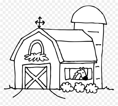 Cute Barn Coloring Page Clipart Clipart - Farm House Cartoon Drawing ...