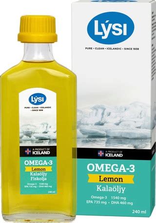 Омега-3: финские витамины LYSI Omega-3 Lemon kalaöljy 240ml 5690548850134