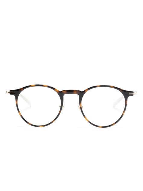 Montblanc Tortoiseshell Round Frame Glasses Farfetch