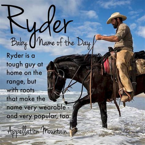 Ryder: Baby Name of the Day - Appellation Mountain