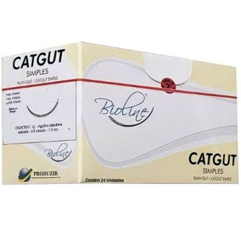 Fio Catgut Simples 3 0 75cm C Ag 1 2 30mm C 24 CS30MR30G BIOLINE