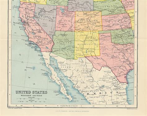 1920s Map of United States Western Section, 100 Years Old Antique Map ...