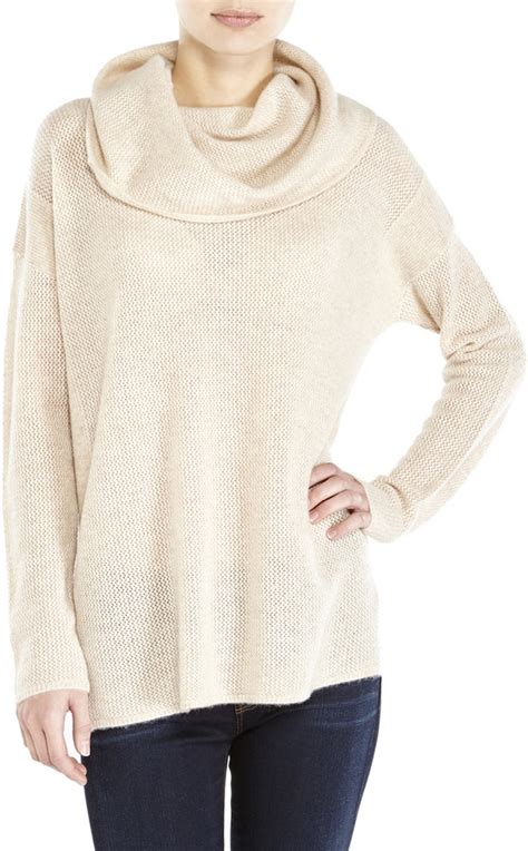 In Cashmere Waffle Knit Cowl Neck Cashmere Sweater Century