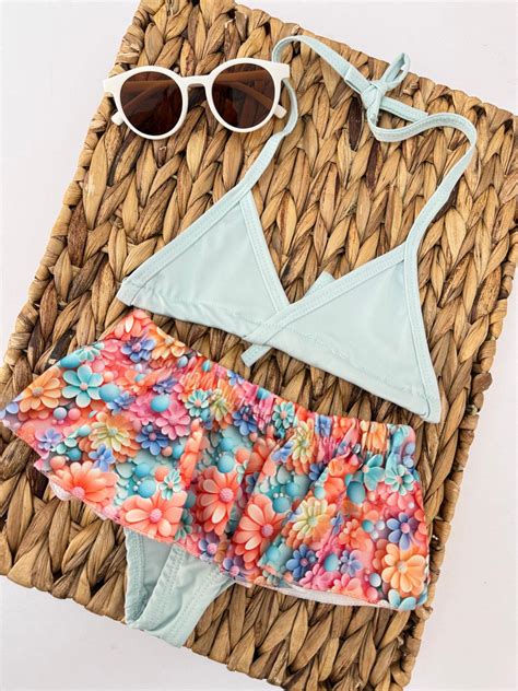 Kız Çocuk Çiçekli Bikini Takım