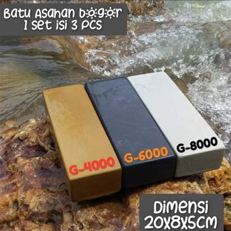 Promo Batu Asahan Pisau Golok Batu Asah Alam 1 Set Isi 3 Pcs Size