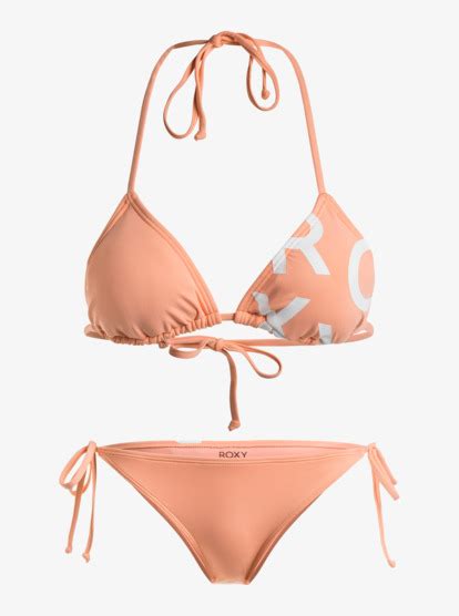 Beach Classics Tie Side Triangle Bikini Set For Women Roxy