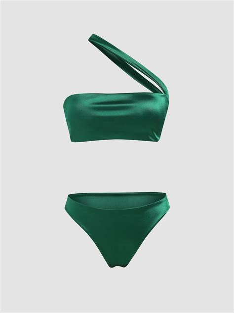 Solid Cut Out Bikini Set For Vacation