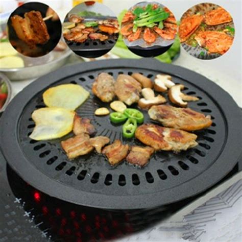 Round Iron Korean BBQ Grill Plate Barbecue Non-Stick | Shopee Philippines