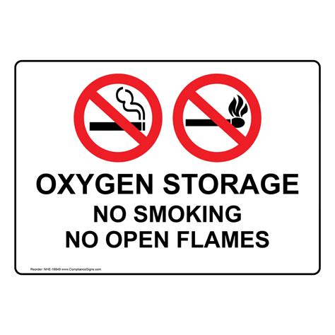 Hazmat No Smoking Sign Oxygen Storage No Smoking No Open Flames