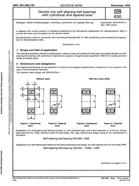 DIN 630 EN-1993 Double Row Self-Aligning Ball Bearings | PDF