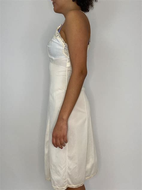 Vintage Nude Slip Dress Cream Beige Tan Slip Medium Gem