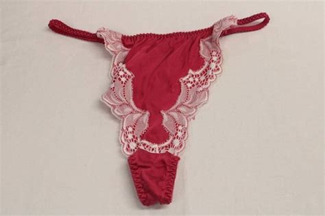 Vintage Red Silk Bikini Thong Panties Size Large Lace Trim Etsy
