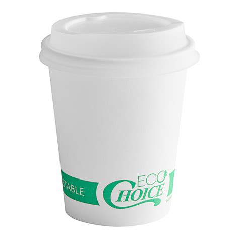 Ecochoice Oz White Compostable Paper Hot Cup And Pla Lid Pack