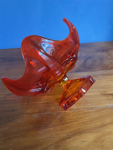 Mid Century Orange Colored Coupe By Viking Glass For Sale At 1stdibs Viking Glass For Sale