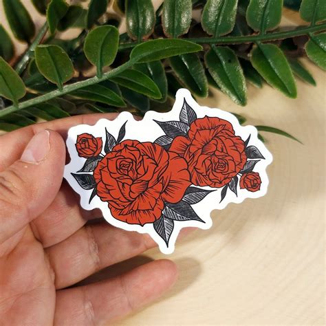 Red Rose Stickersflower Laptop Stickersnature Inspiredplanner