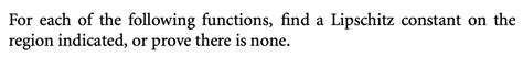 Solved For each of the following functions, find a Lipschitz | Chegg.com 